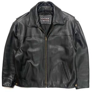 Leather Limited Men’s Black Quilt Lined Heavyweight Leather Bomber Jacket Medium